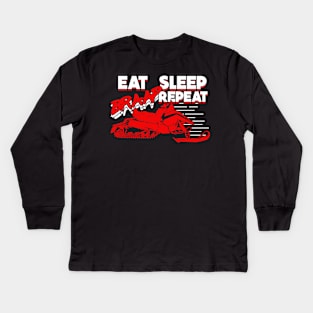 Eat Sleep Braap Repeat Snowmobiler Gift Kids Long Sleeve T-Shirt